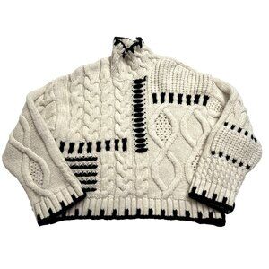 Zara Knit Sweater w/ Contrasting Topstitching in White